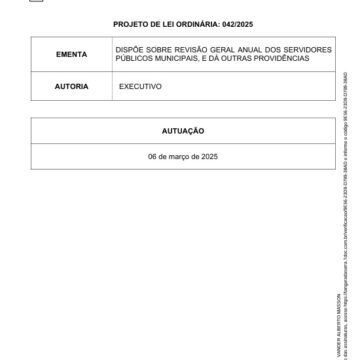 01 PREFEITURA DE TANGARÁ DA SERRA PUBLICA PROJETO DE LEI 042/2025 REFERENTE A RGA
